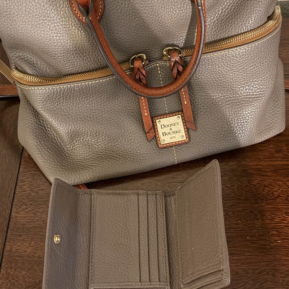 Dooney & Bourke Gray and Brown Shoulder Bag - Picture 2 of 7